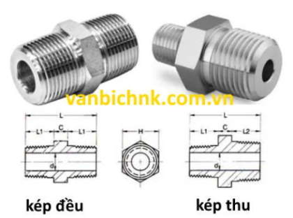 cầu tạo kép ren inox